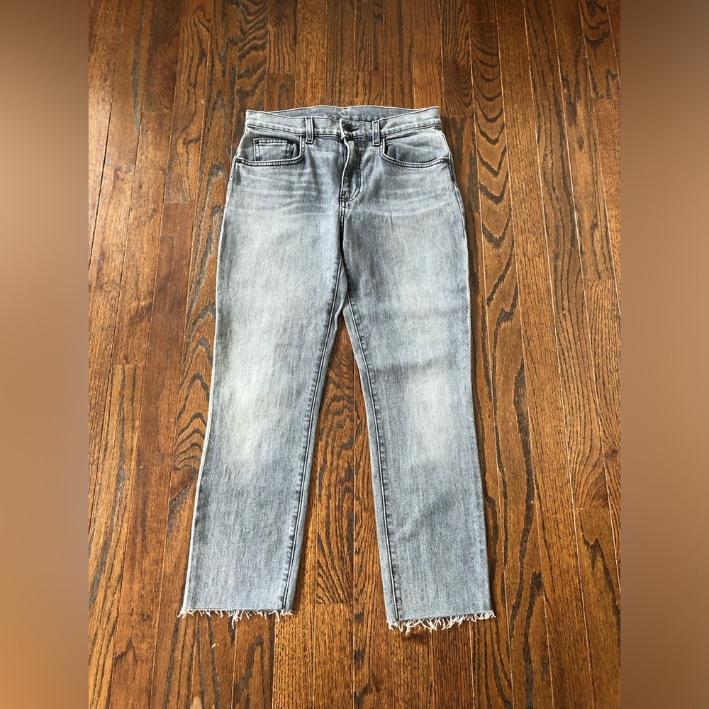 Proenza Schouler Womens 27 Blue/Gray Acid Wash PS-J2 5-Pocket Cropped Fray Jeans - Picture 2 of 16